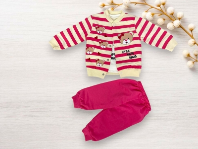 KıZ 2 İP  ÇİZGİLİ AYICIK KIZ ÜÇLÜ