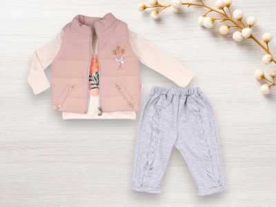 KıZ 2 İP FLOTA CEPLI YELEKLİ ÜÇLÜ TAKIM