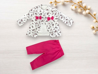 KıZ PENYE  ÇİÇEKLİ FİYONKLU ÜÇLÜ KIZ