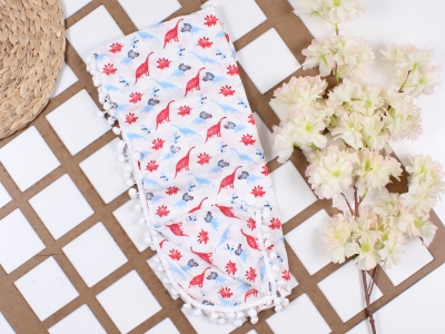 UNISEX 100% PAMUK 2 KAT PONPONLU DESENLİ MÜSLİN BATTANİYE