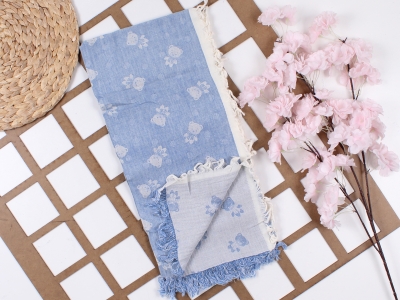UNISEX 100% PAMUK JAKARLI 2 KAT AYICIK DESENLİ MÜSLİN BATTANİYE